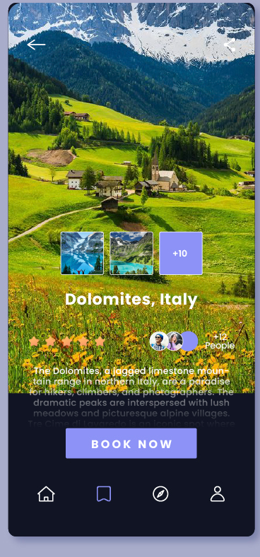 Trailhead Dolomites destination detail and booking screen